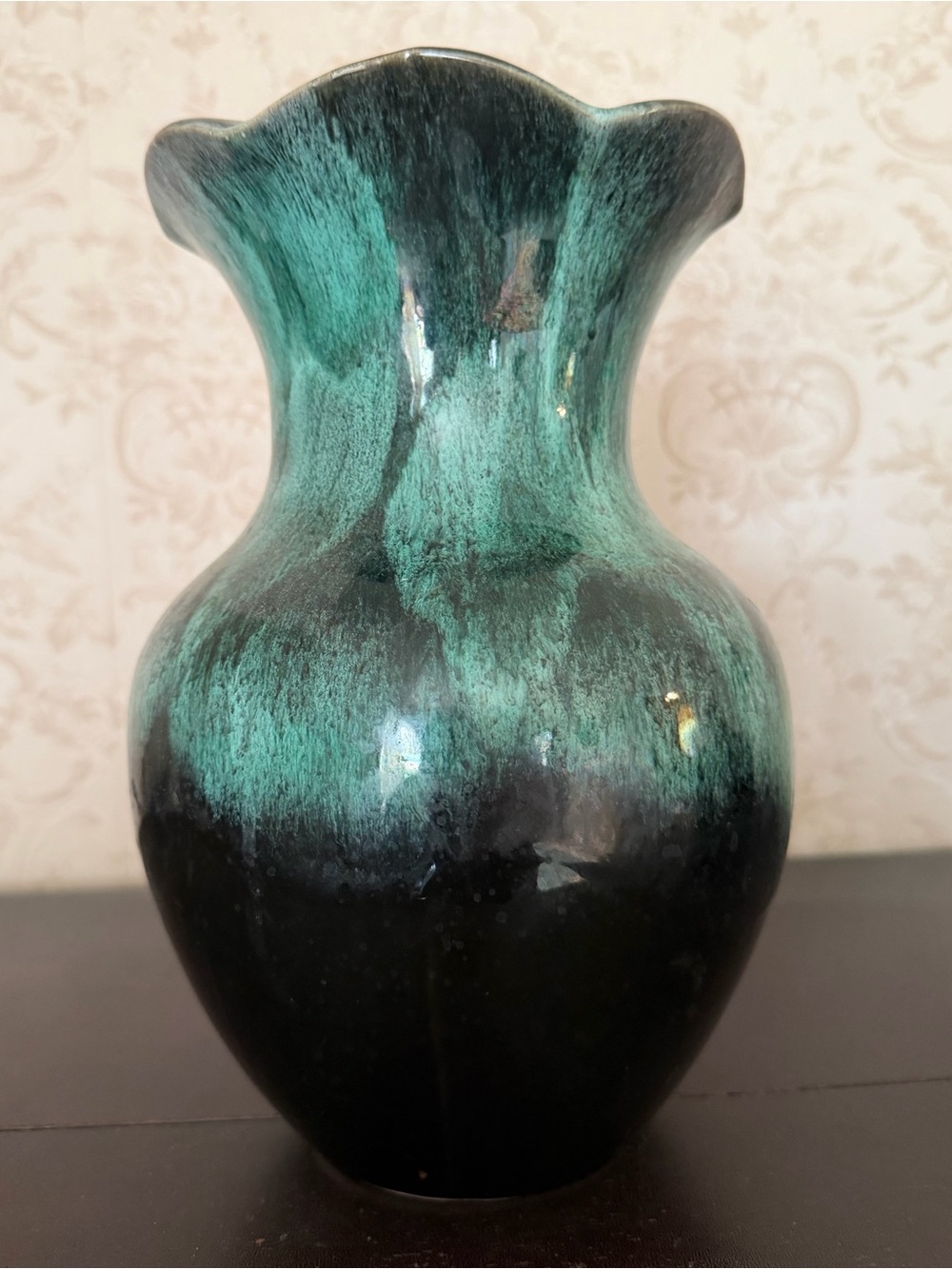 Blue Mountain Pottery Green Black Ceramic Decorative Vase Home Accents